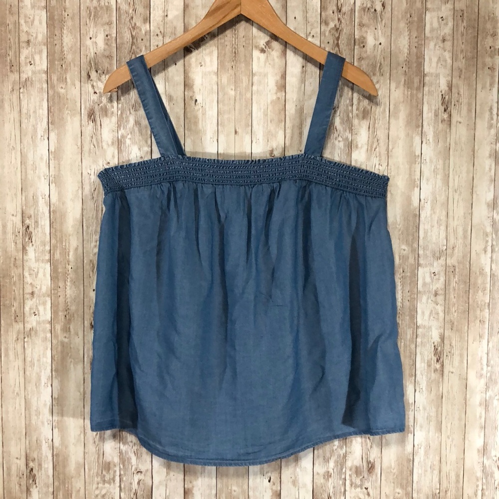 Old Navy Soft Blue Denim Tank Top Shirt SZ XL